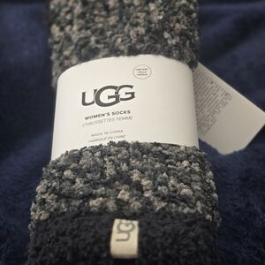UGG Plush Textured Lounge Socks in Black and Gray NWT